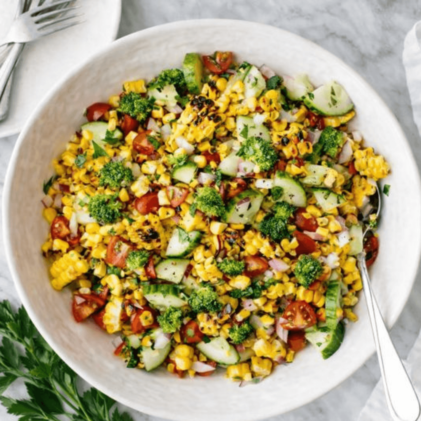 π§βπ³ Week 1 Recipe : Summer Corn, Broccoli & Cucumber Salad challenge banner